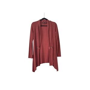 Cure Knit Ribbed Long Sleeve Open Button Cardigan Large